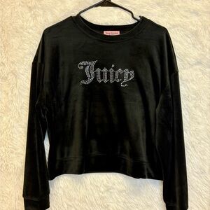 Juicy Couture Black Velvet Rhinestone Sweatshirt | Top | Y2K | Size L
